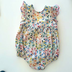 Pink chicken colorful pinwheel onesie 12-18 months used good condition